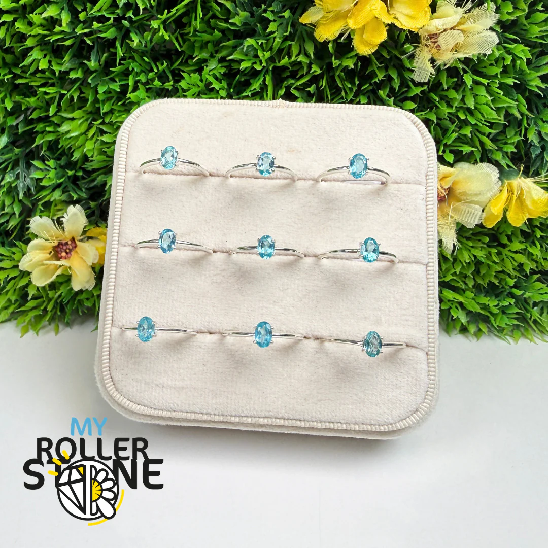 Bague Apatite Bleue Néon Facettée – RBC309-NBF