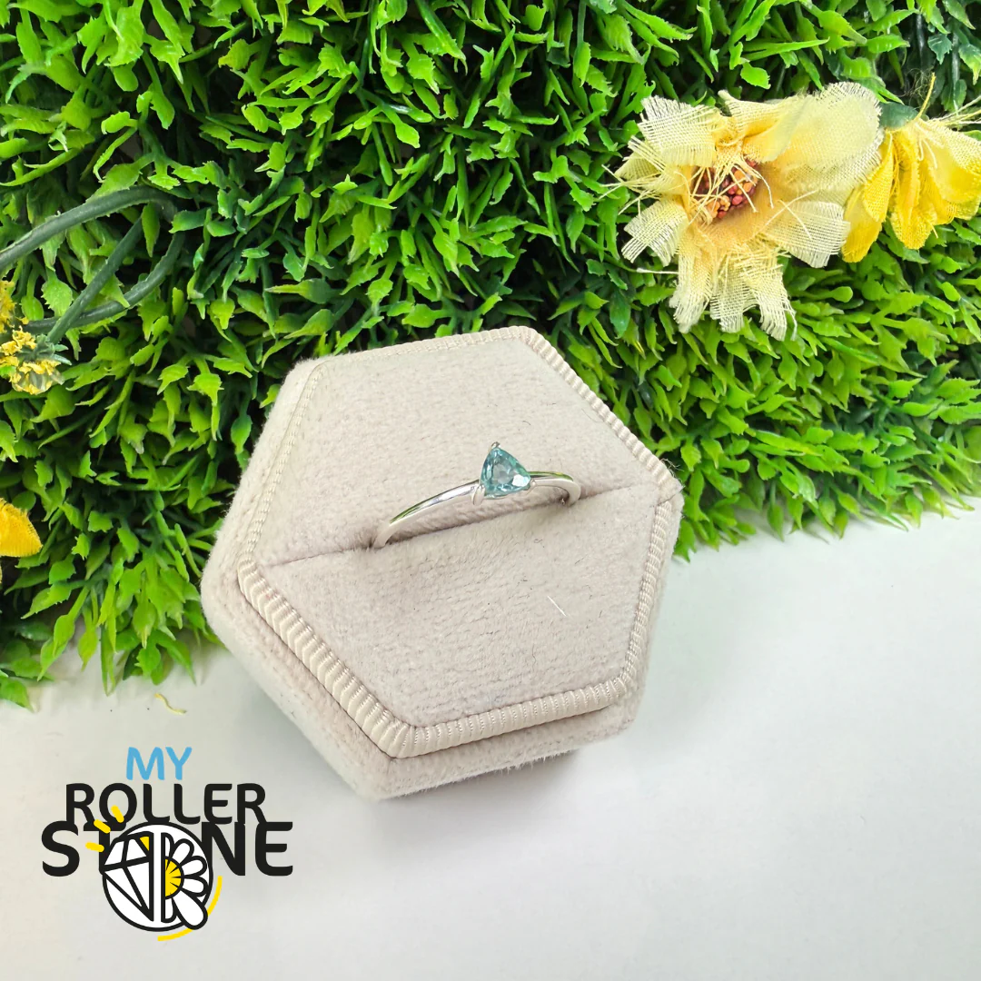 Bague Apatite Bleue Néon Facettée – RBC312-NBF - Image 2