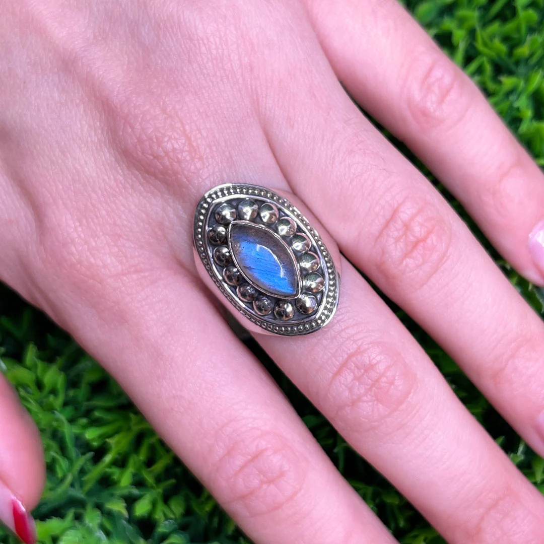 Bague Argent 925 Labradorite Bluefire #121 - Image 2