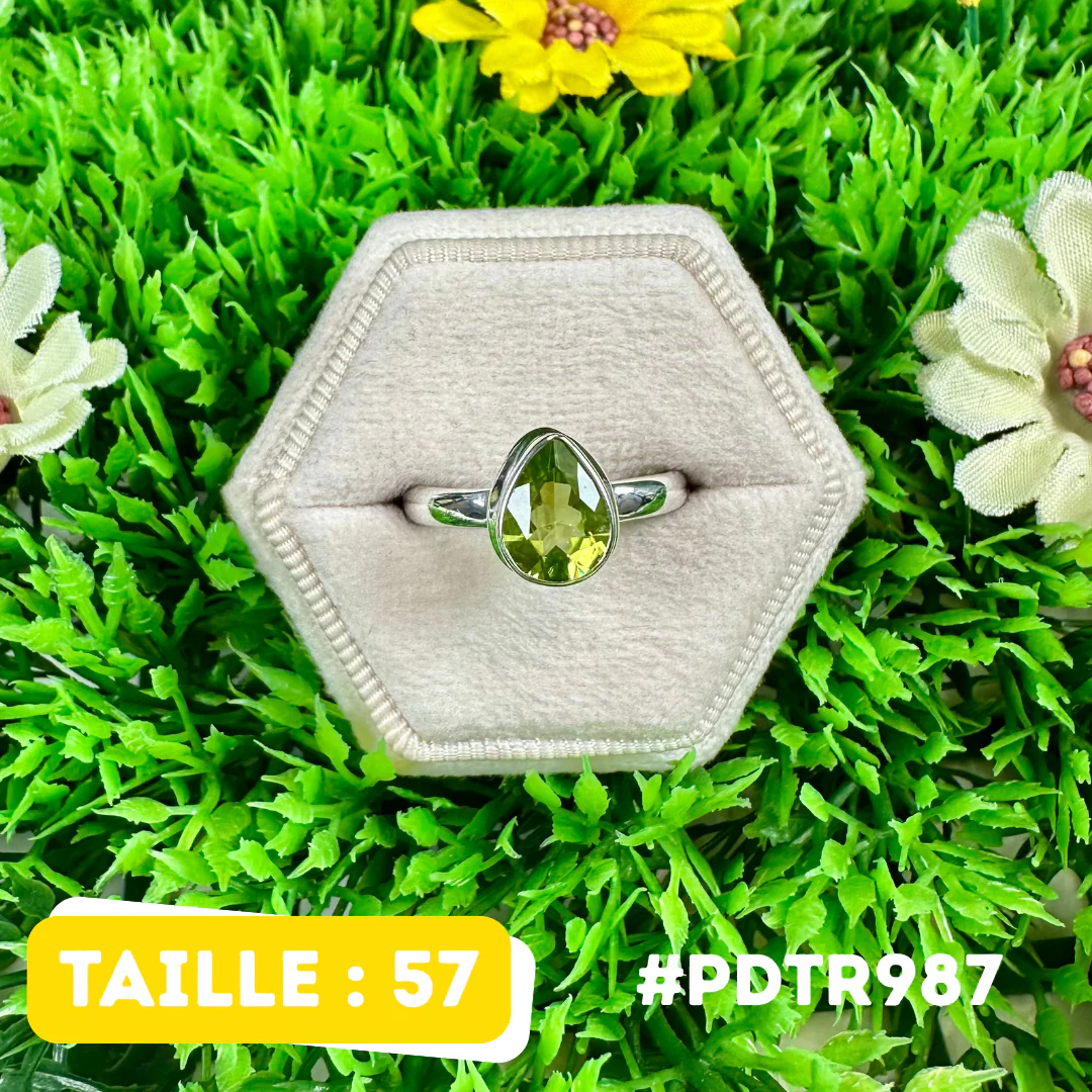 Bague Argent 925 Péridot facetté #PDTR987