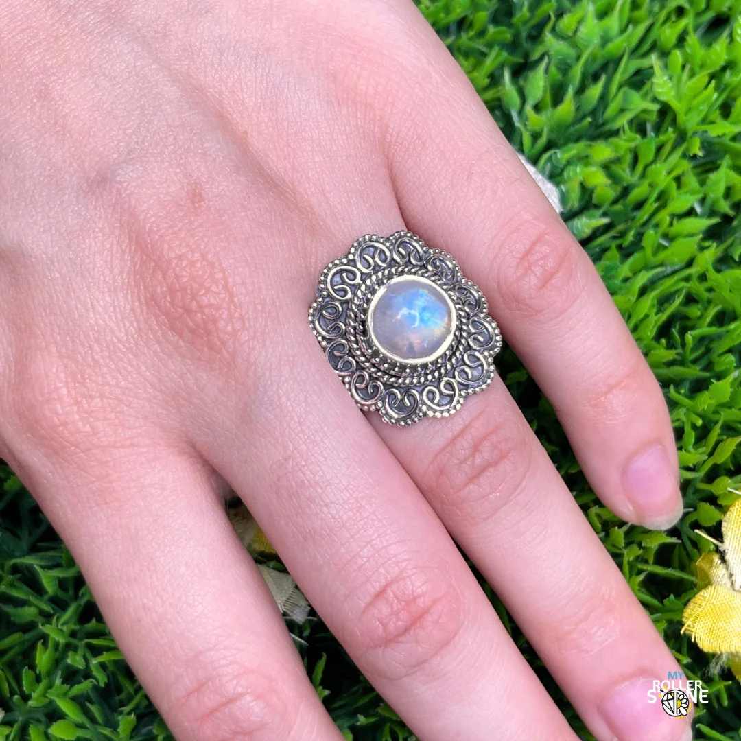Bague Argent 925 Pierre de Lune #351 - Image 2