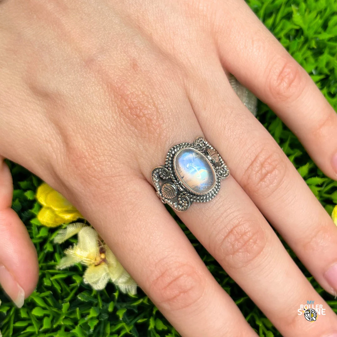 Bague Argent 925 Pierre de Lune #371 - Image 2