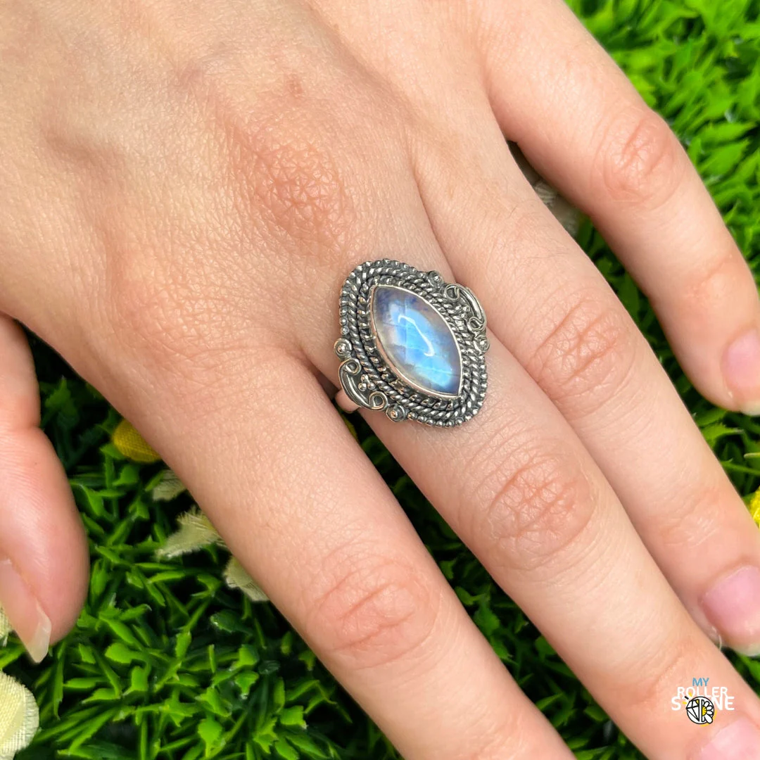 Bague Argent 925 Pierre de Lune #373 - Image 2