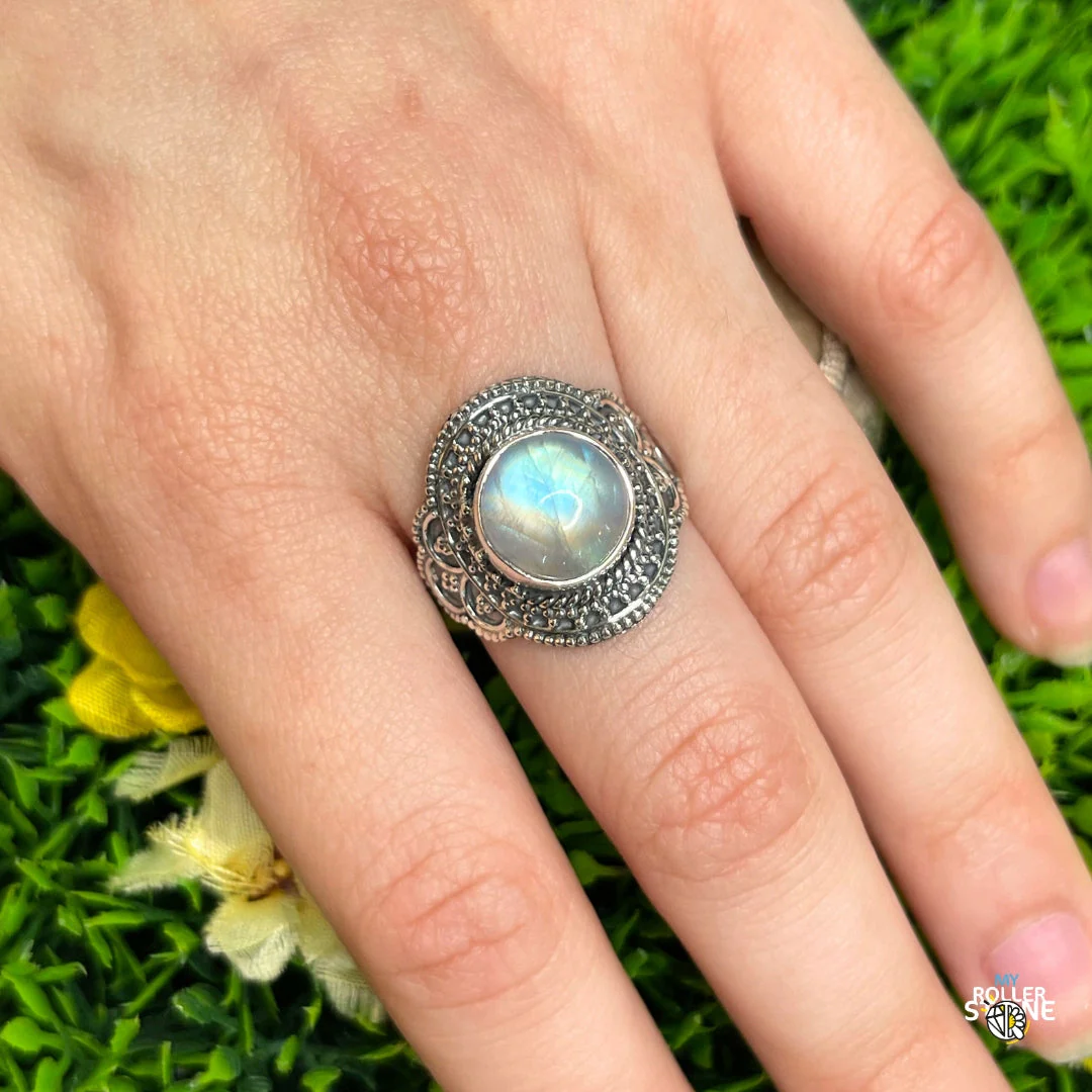 Bague Argent 925 Pierre de Lune #374 - Image 2