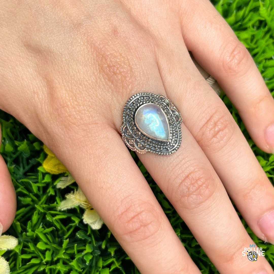 Bague Argent 925 Pierre de Lune #375 - Image 2