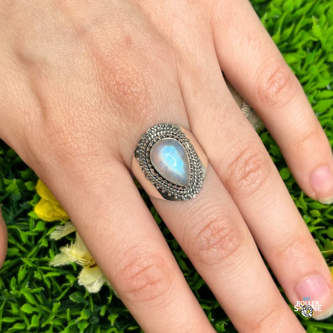 Bague Argent 925 Pierre de Lune #377 - Image 2