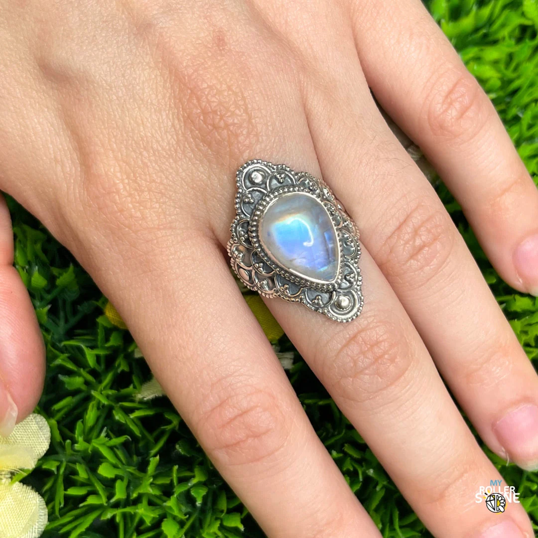 Bague Argent 925 Pierre de Lune #378 - Image 2