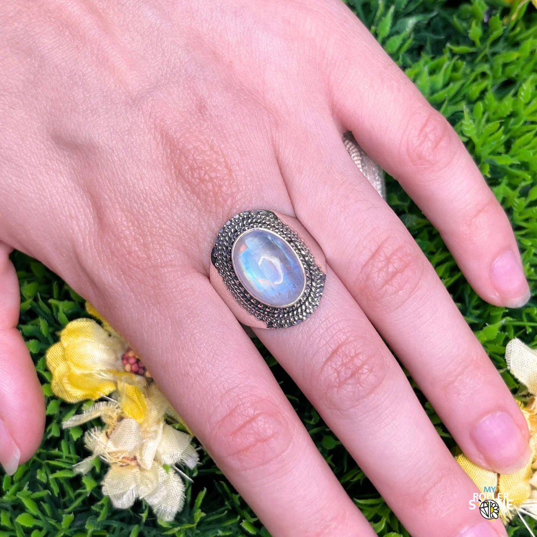 Bague Argent 925 Pierre de Lune #382 - Image 2