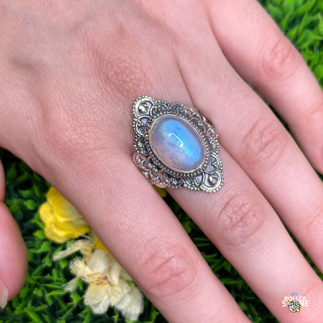 Bague Argent 925 Pierre de Lune #384 - Image 2