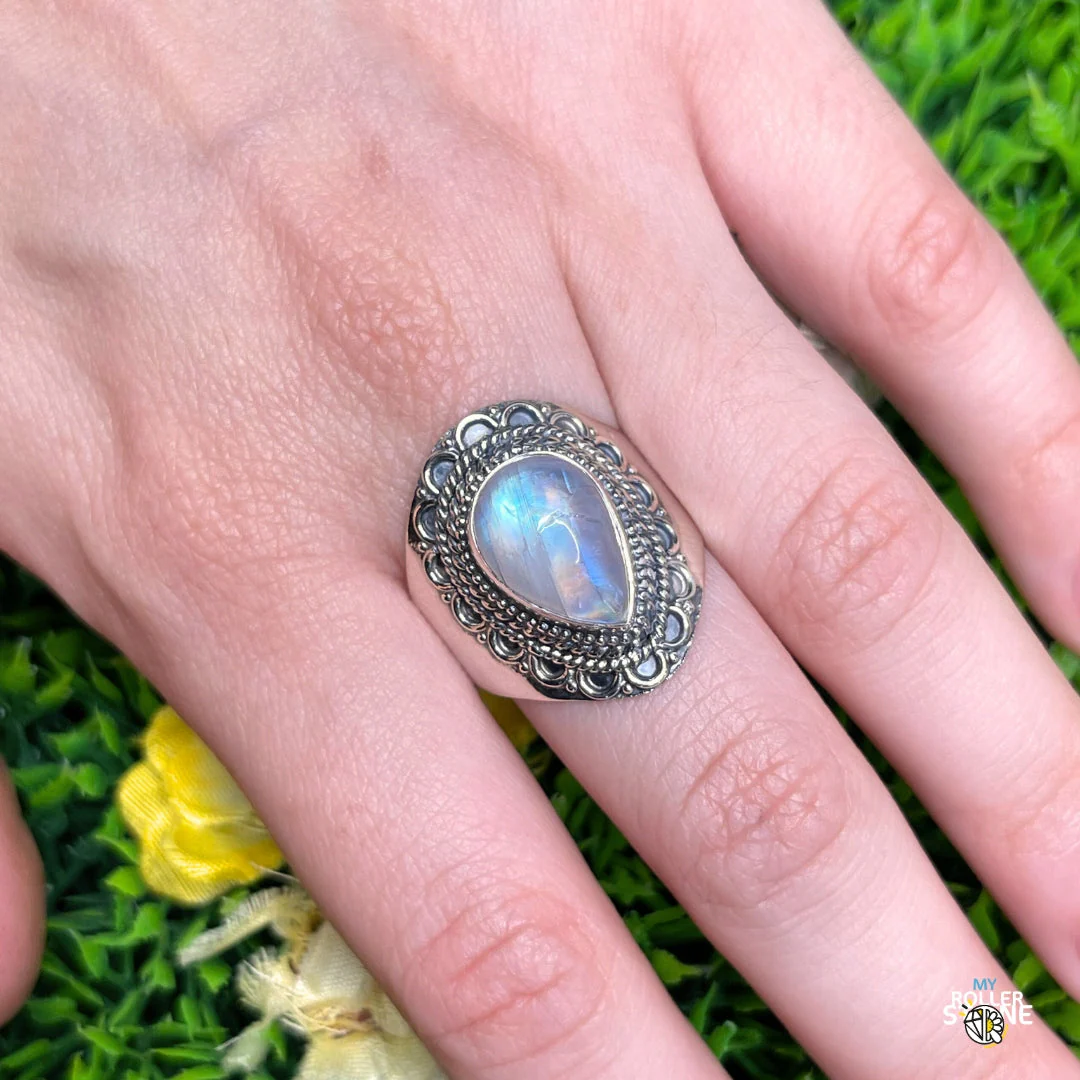 Bague Argent 925 Pierre de Lune #387 - Image 2