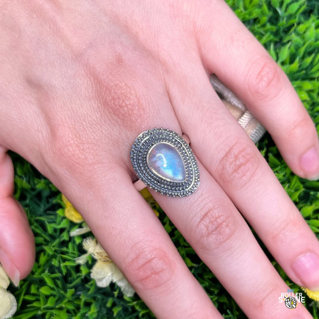 Bague Argent 925 Pierre de Lune #388 - Image 2