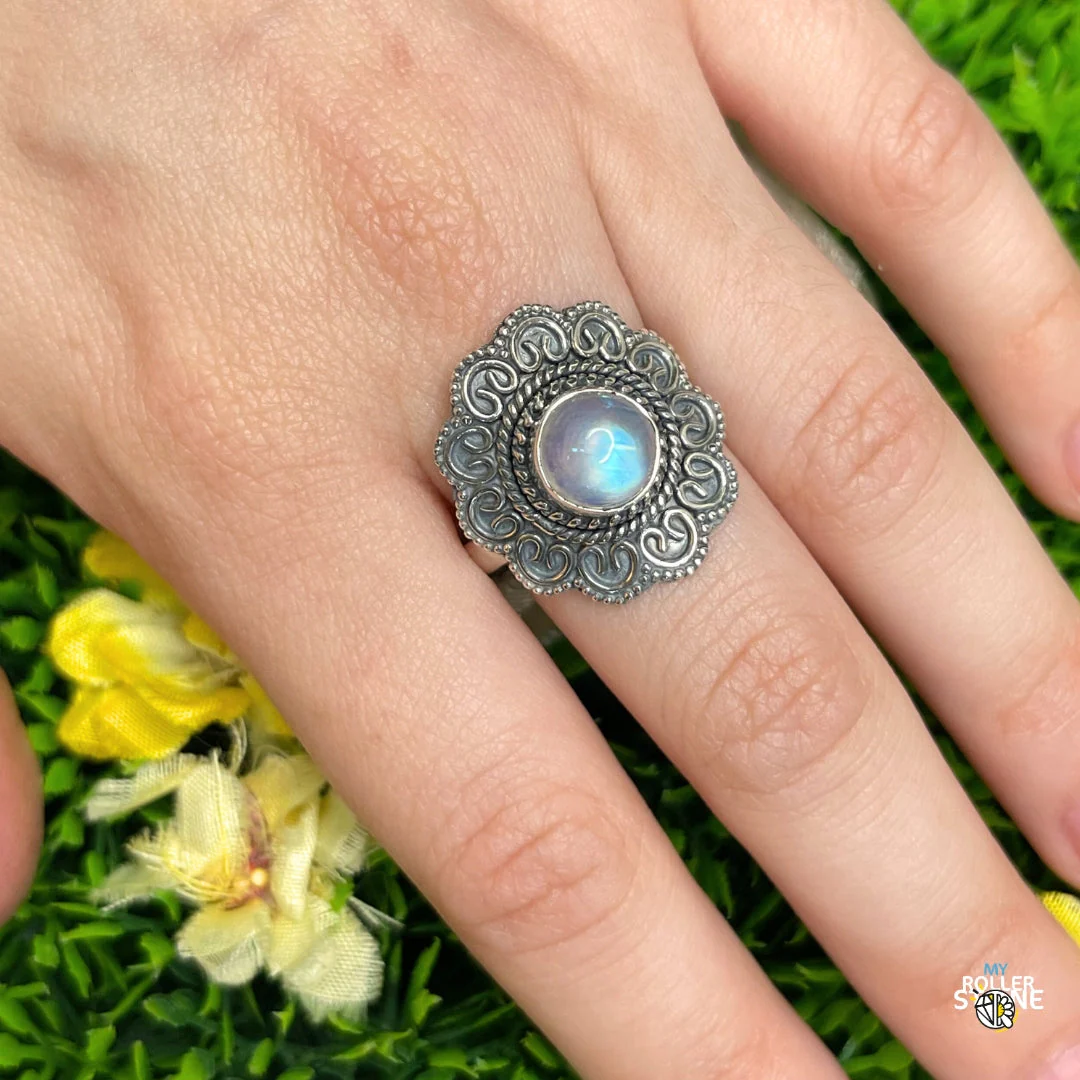 Bague Argent 925 Pierre de Lune #392 - Image 2