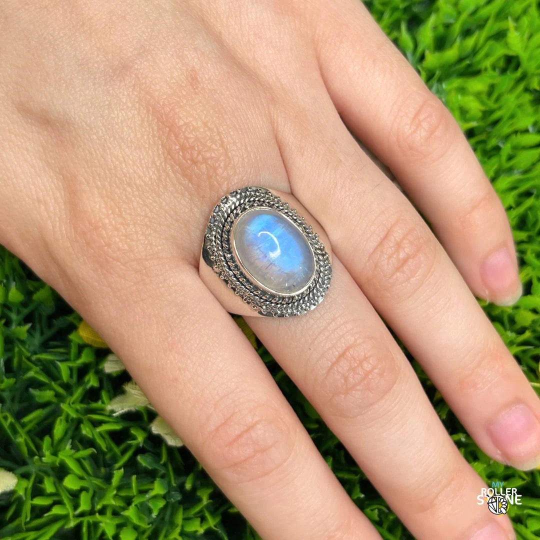 Bague Argent 925 Pierre de Lune #393 - Image 2
