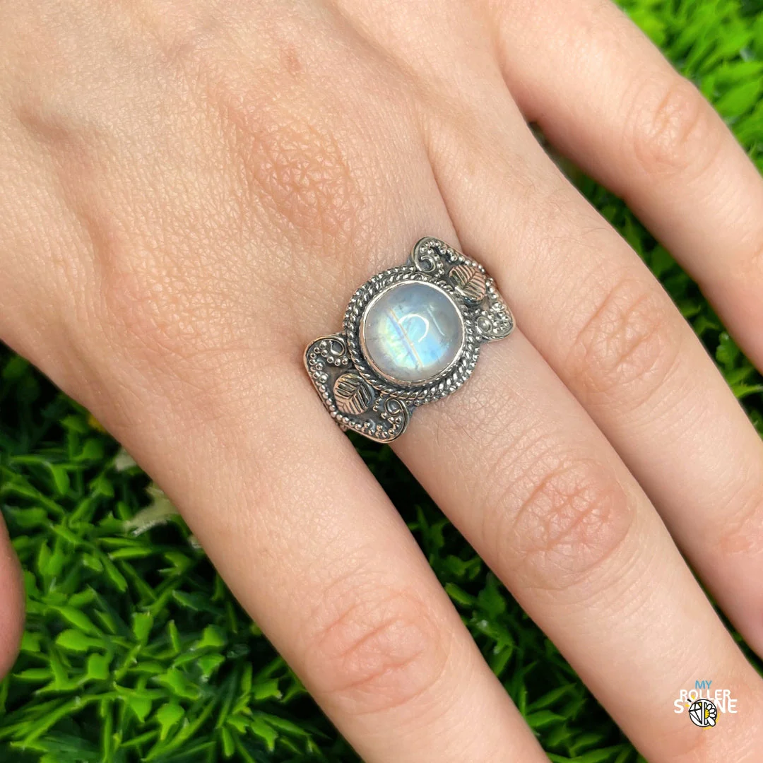 Bague Argent 925 Pierre de Lune #394 - Image 2