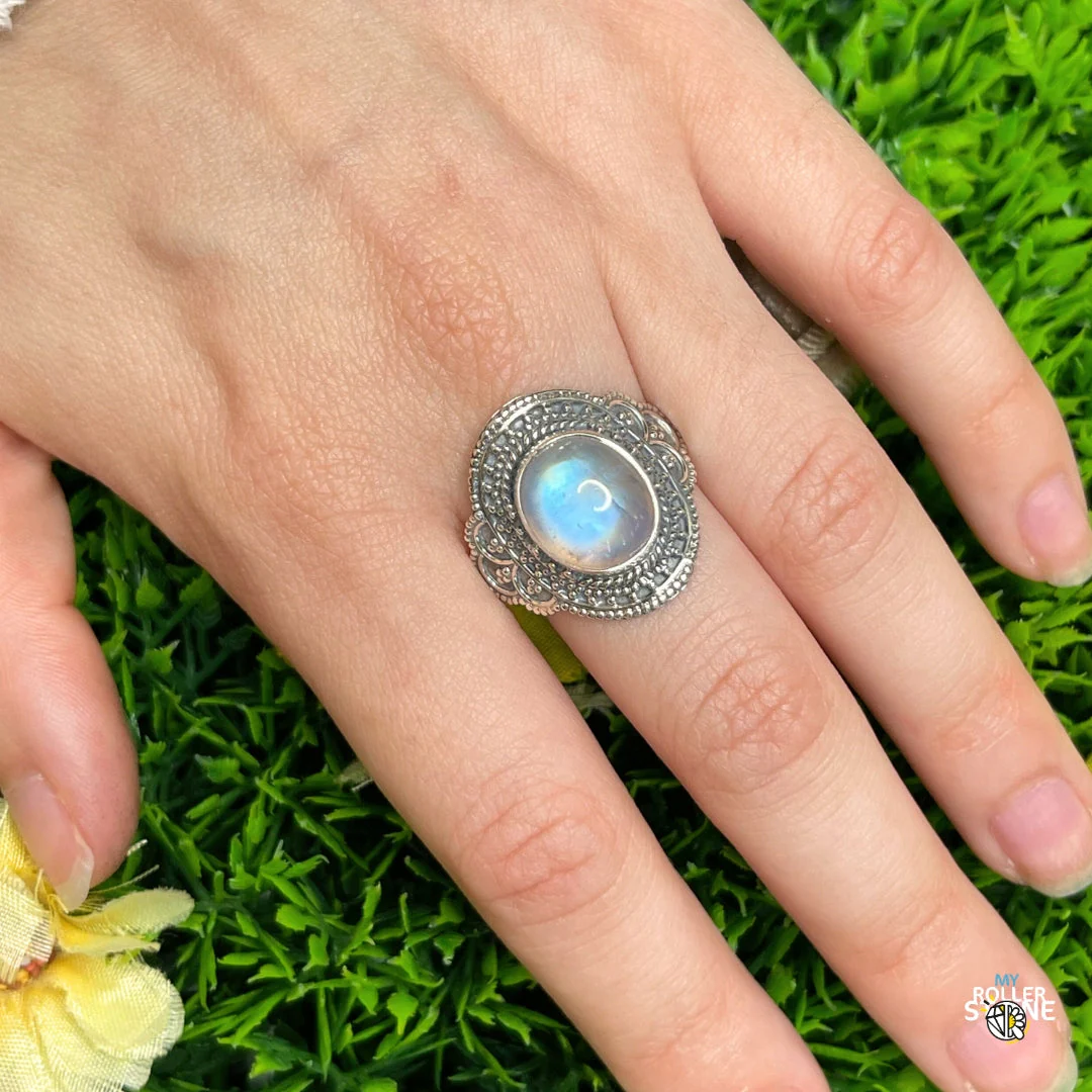 Bague Argent 925 Pierre de Lune #396 - Image 2