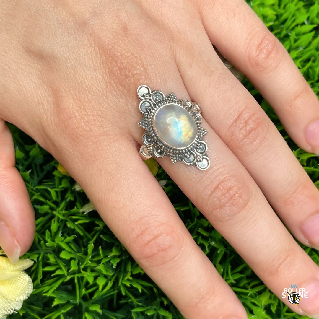 Bague Argent 925 Pierre de Lune #399 - Image 2