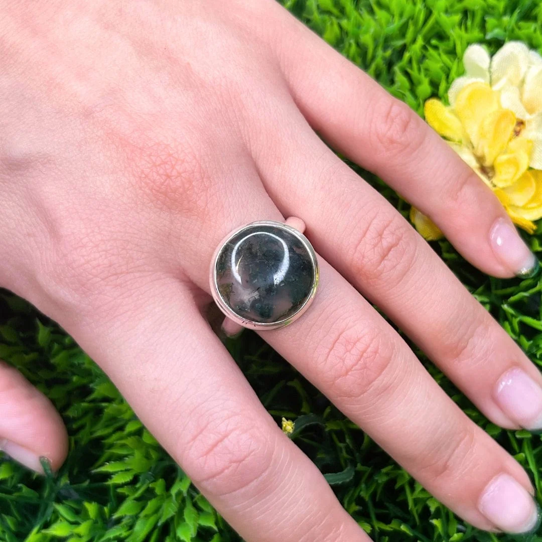 Bague Argent Agate Mousse #19 - Image 2