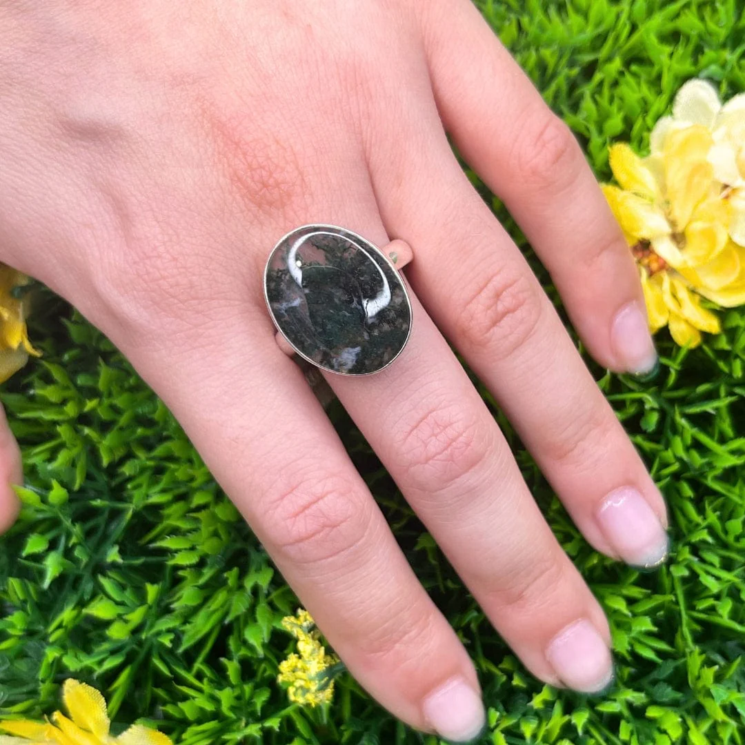 Bague Argent Agate Mousse #23 - Image 2
