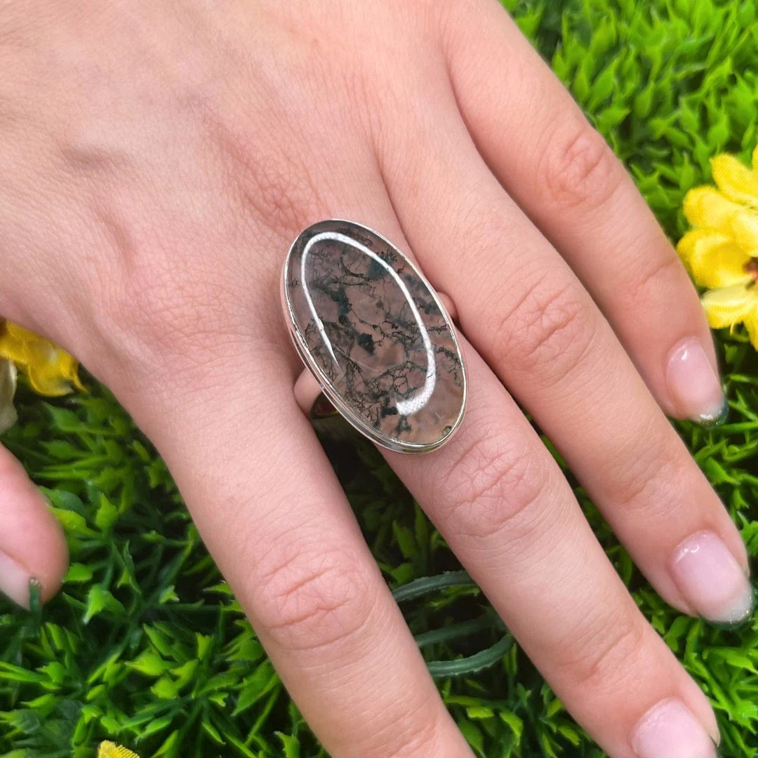 Bague Argent Agate Mousse #24 - Image 2