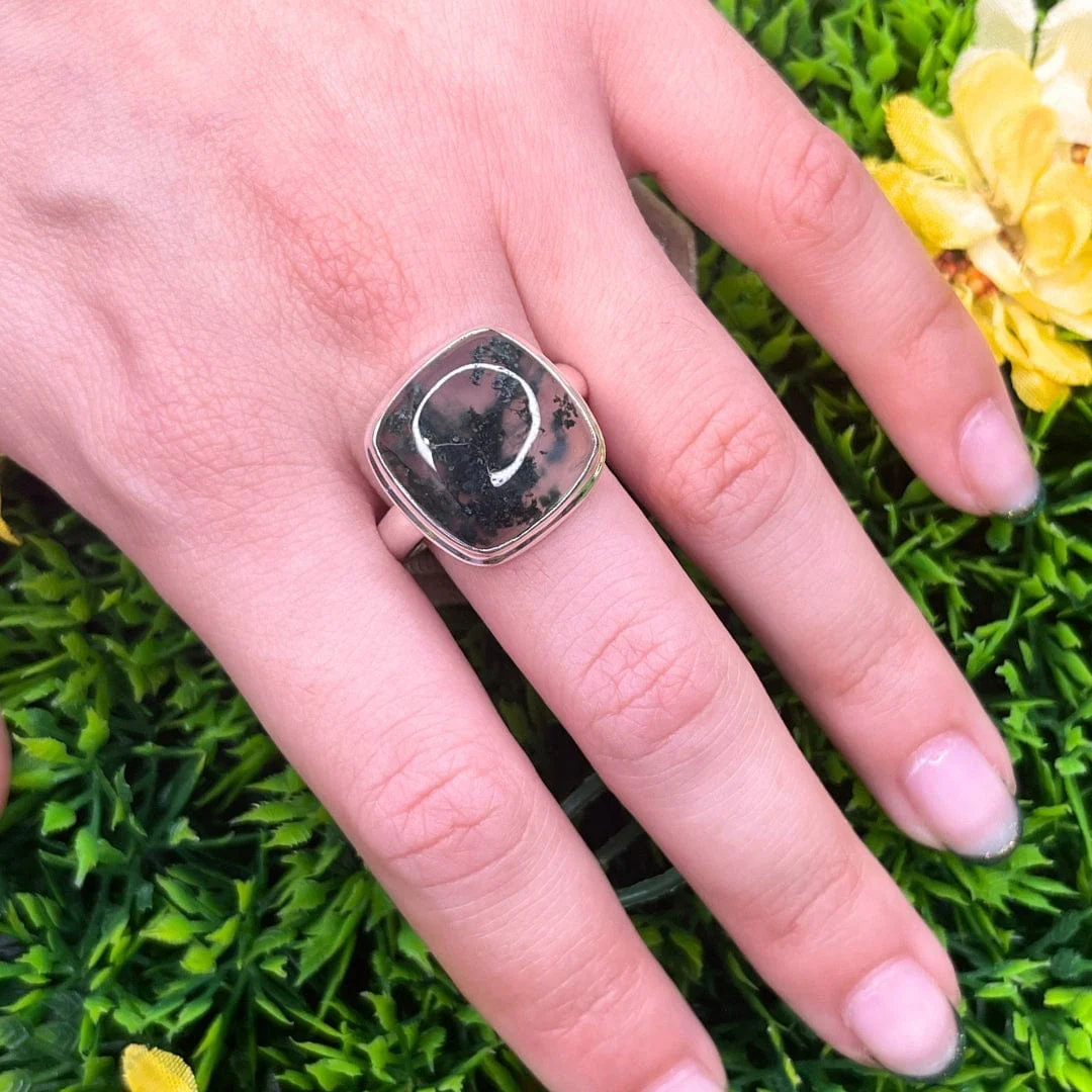 Bague Argent Agate Mousse #27 - Image 2