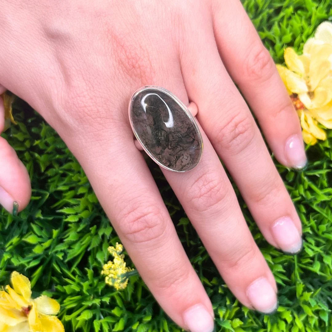 Bague Argent Agate Mousse #34 - Image 2