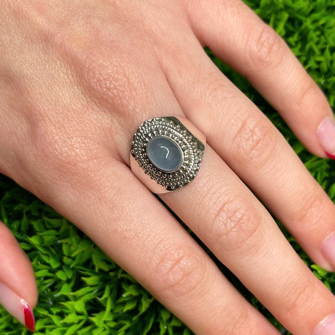 Bague Argent Aigue Marine #48 - Image 2