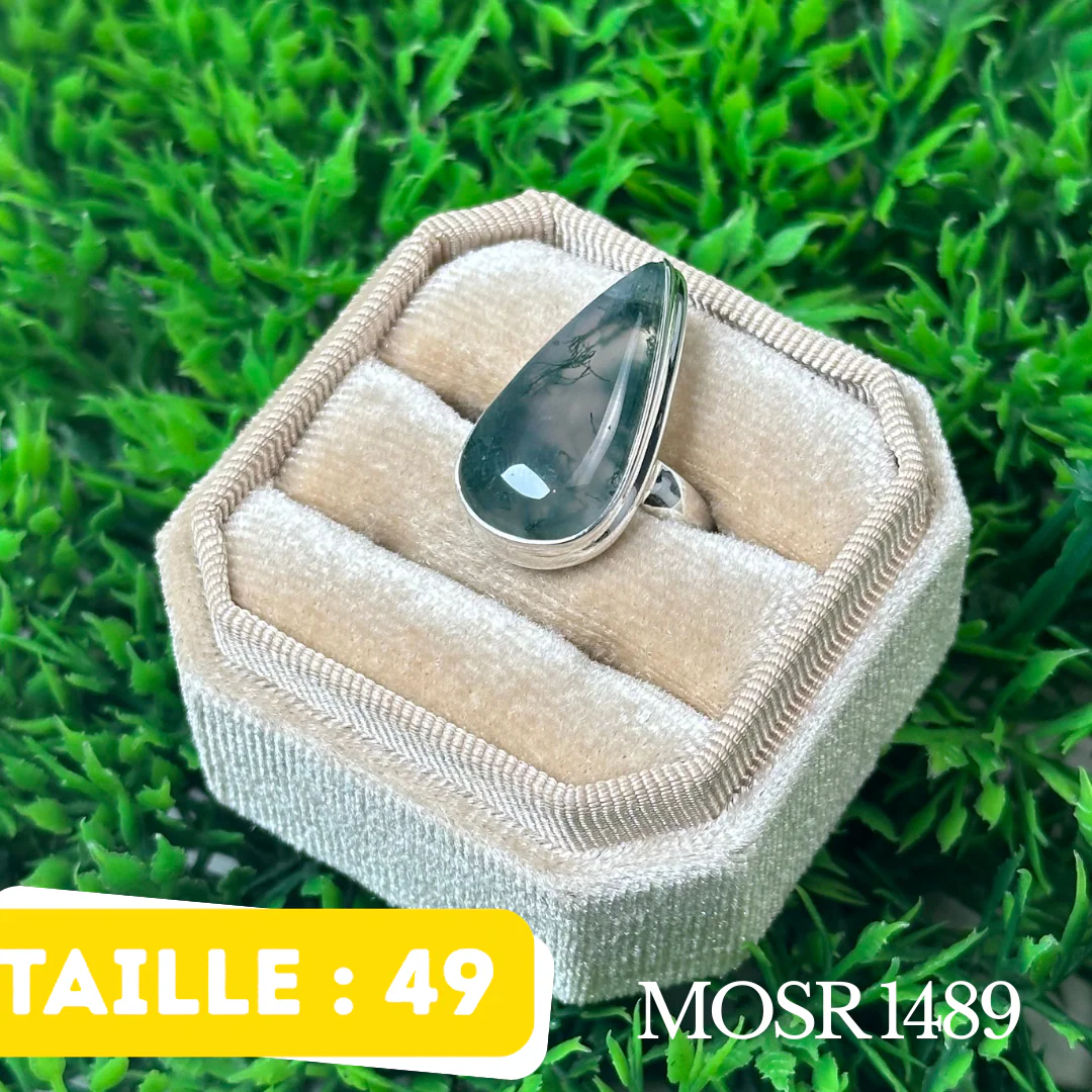 Bague Argent en Agate Mousse #MOSR 1489