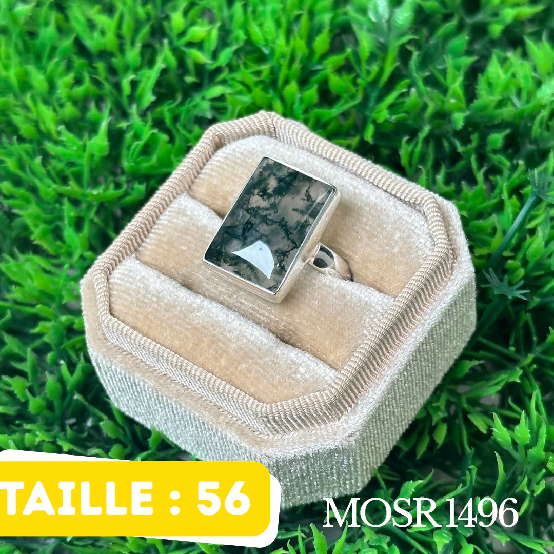 Bague Argent en Agate Mousse #MOSR 1496