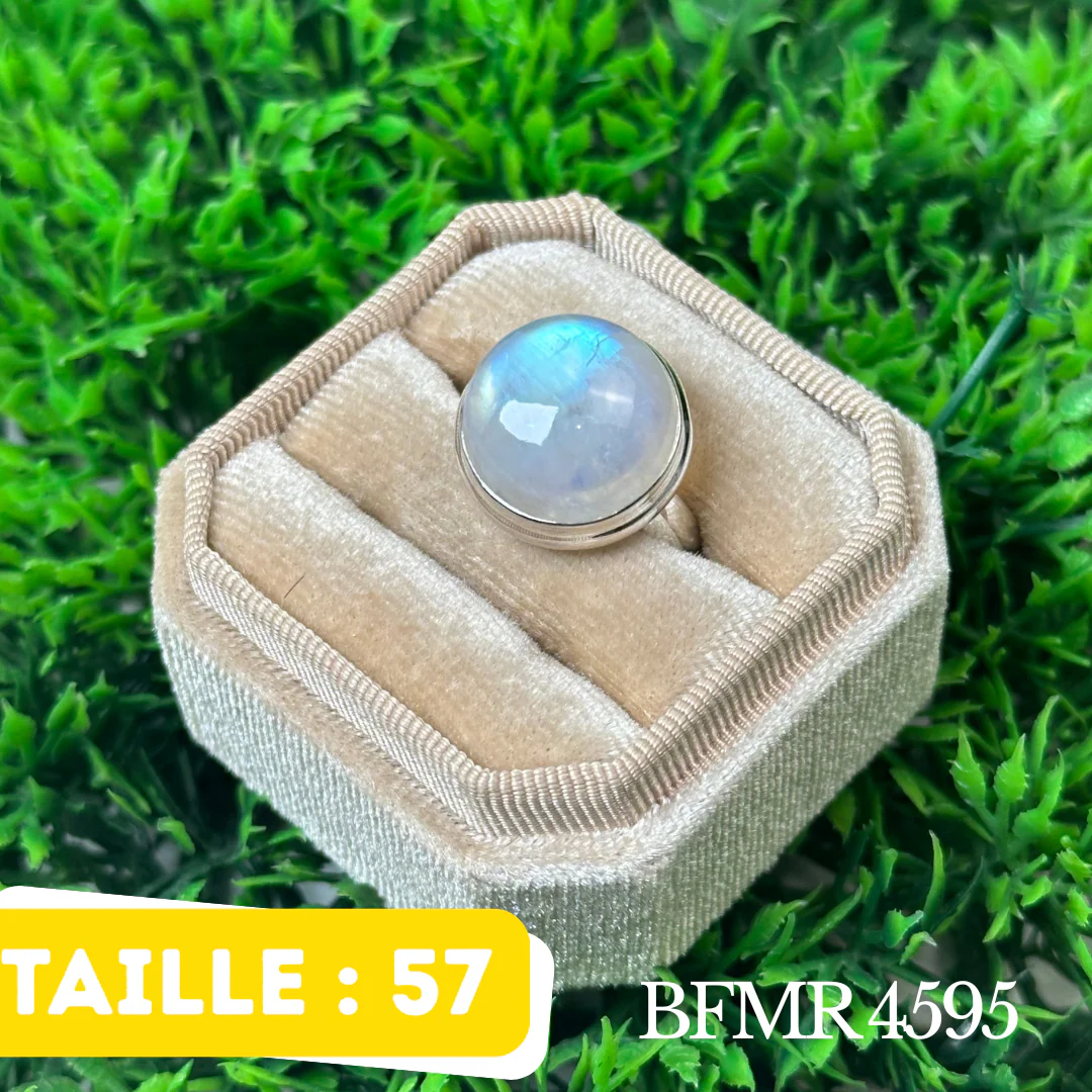 Bague Argent en Pierre de lune bleue #BFMR 4595