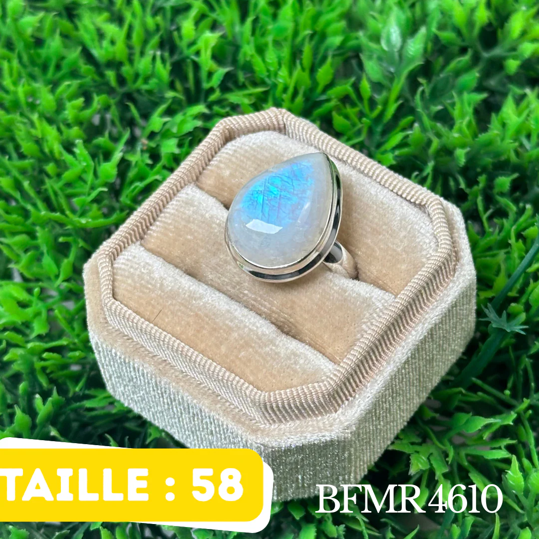 Bague Argent en Pierre de lune bleue #BFMR 4610