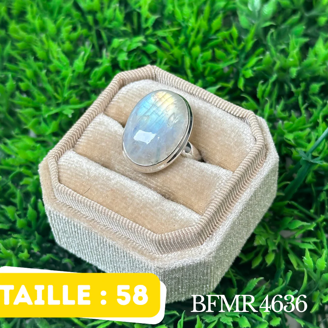Bague Argent en Pierre de lune bleue #BFMR 4636
