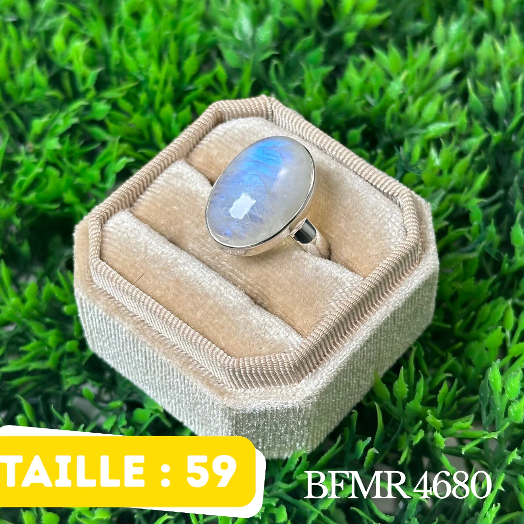 Bague Argent en Pierre de lune bleue #BFMR 4680