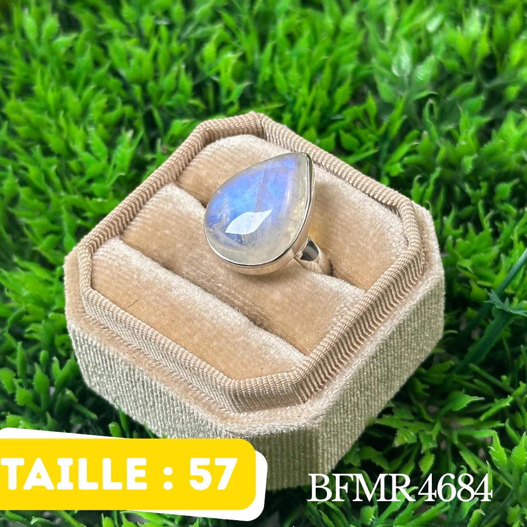 Bague Argent en Pierre de lune bleue #BFMR 4684