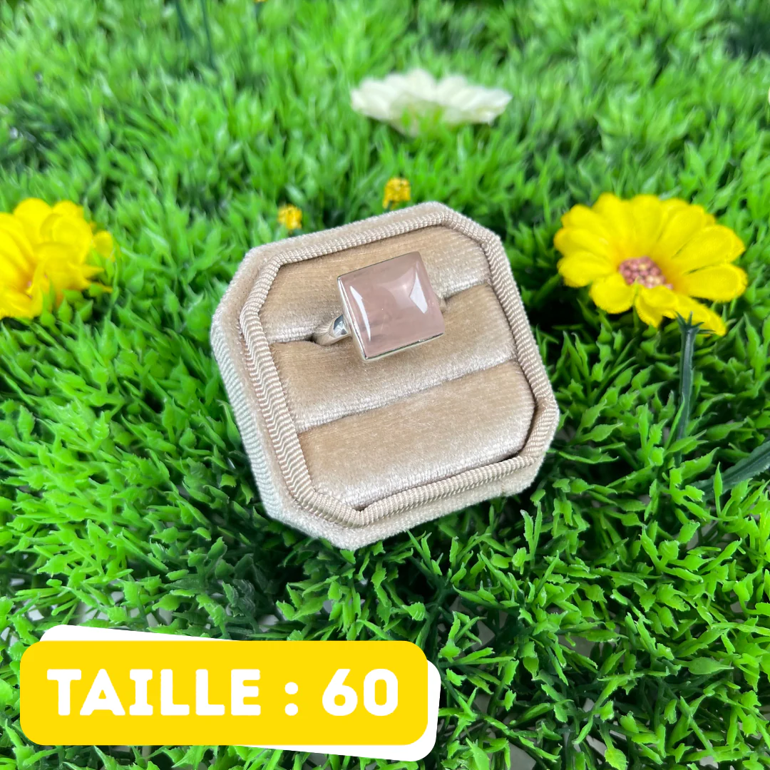 Bague Argent en Quartz rose #131