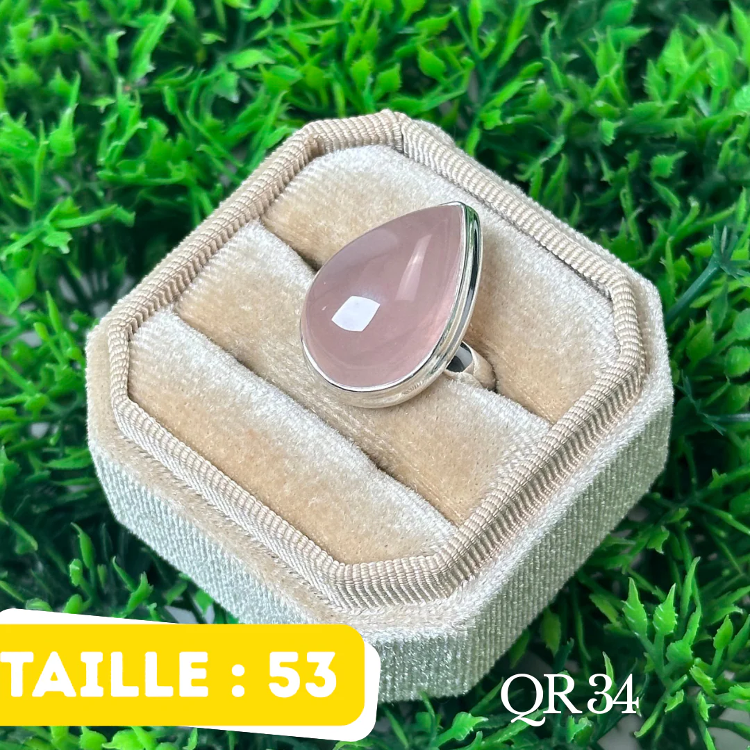 Bague Argent en Quartz rose #QR 34