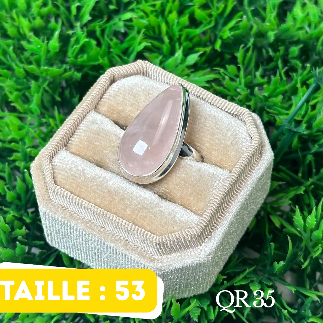 Bague Argent en Quartz rose #QR 35