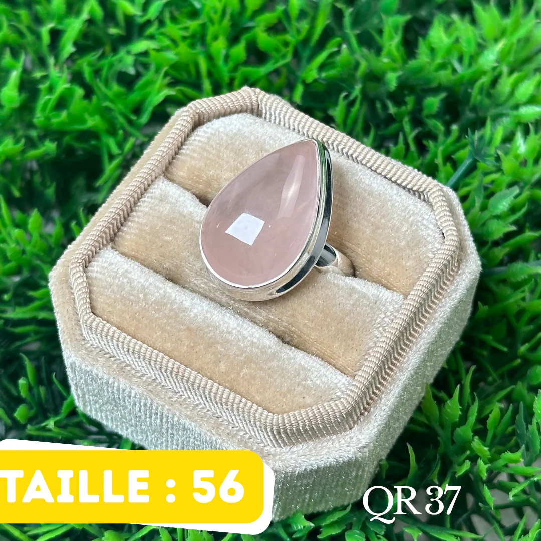 Bague Argent en Quartz rose #QR 37
