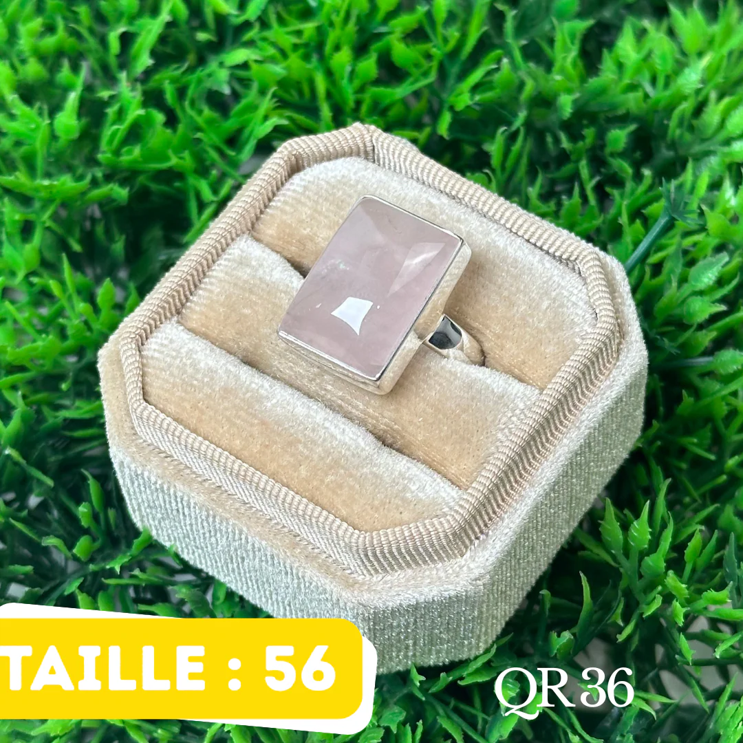 Bague Argent en Quartz rose #QR 36