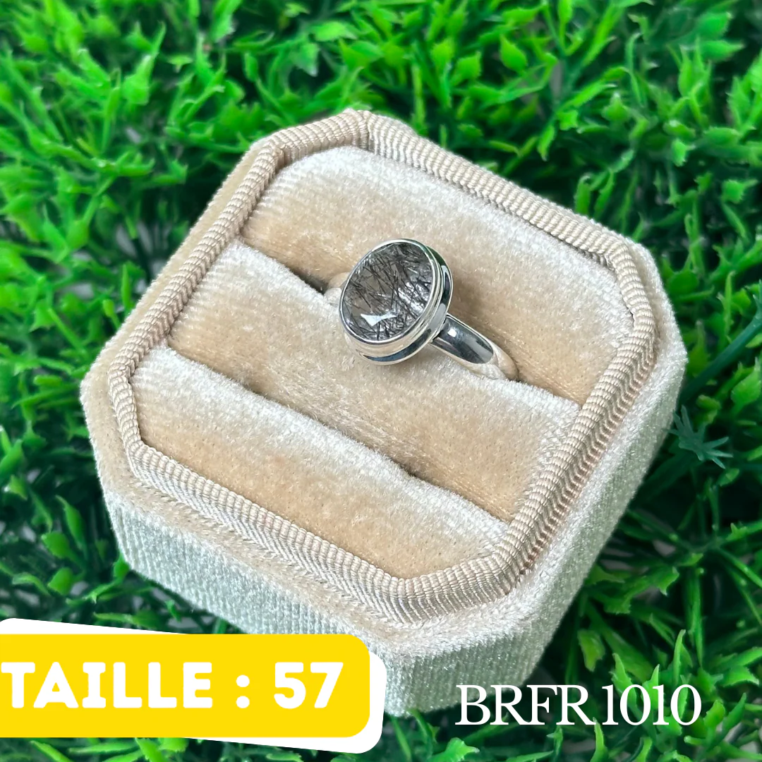 Bague Argent en Quartz rutile noir #BRFR 1010