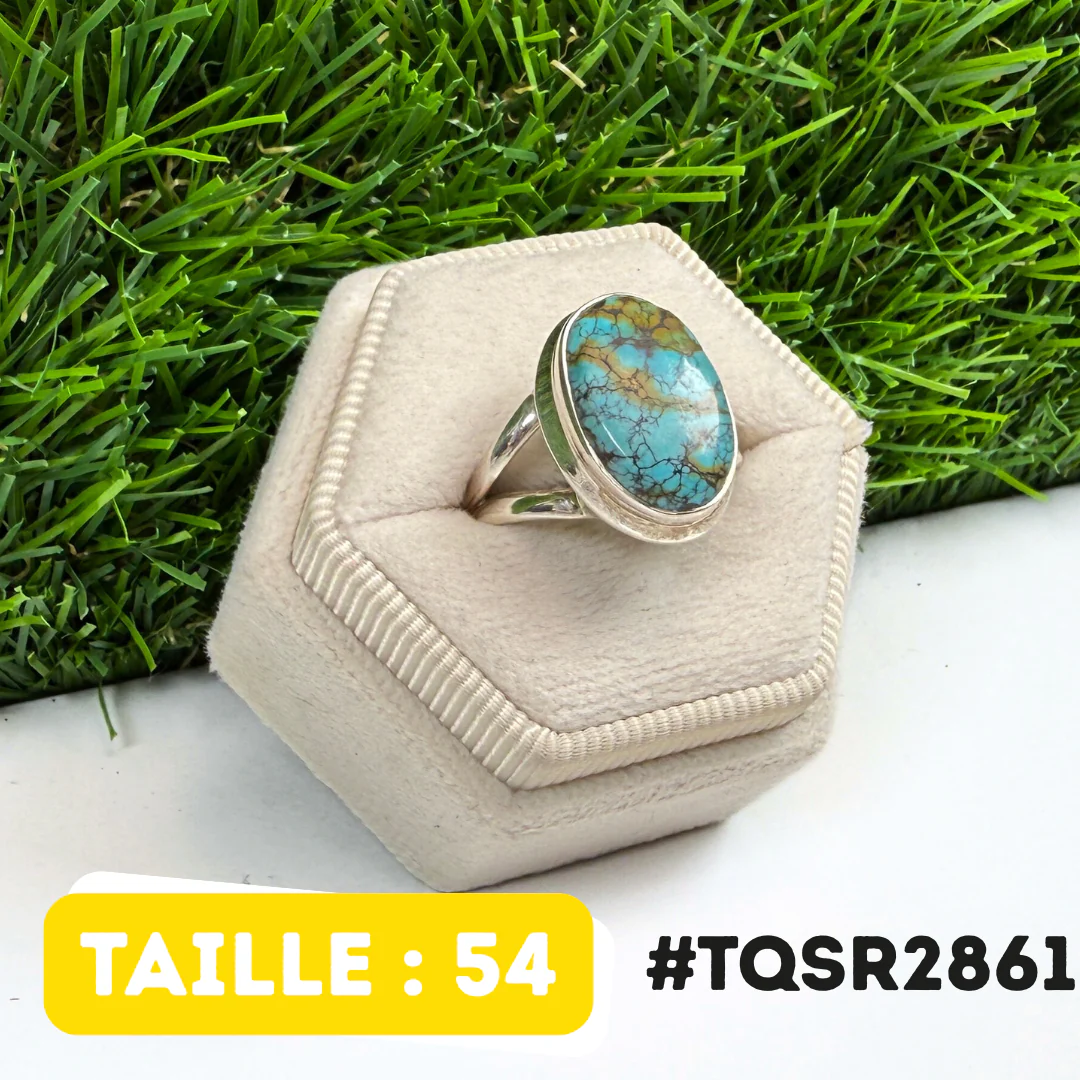 Bague Argent en Turquoise tibétaine #TQSR 2861 - Image 2