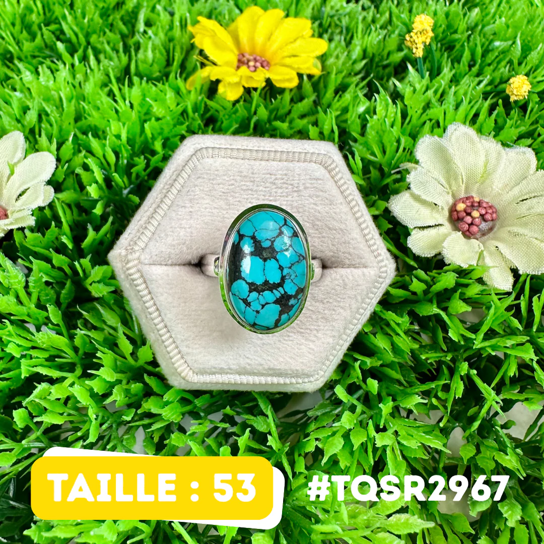 Bague Argent en Turquoise Tibétaine #TQSR2967