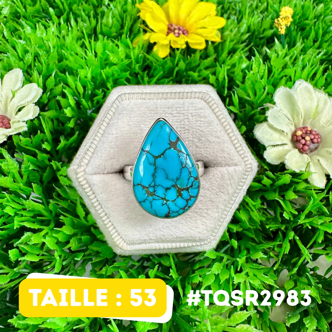Bague Argent en Turquoise Tibétaine #TQSR2983