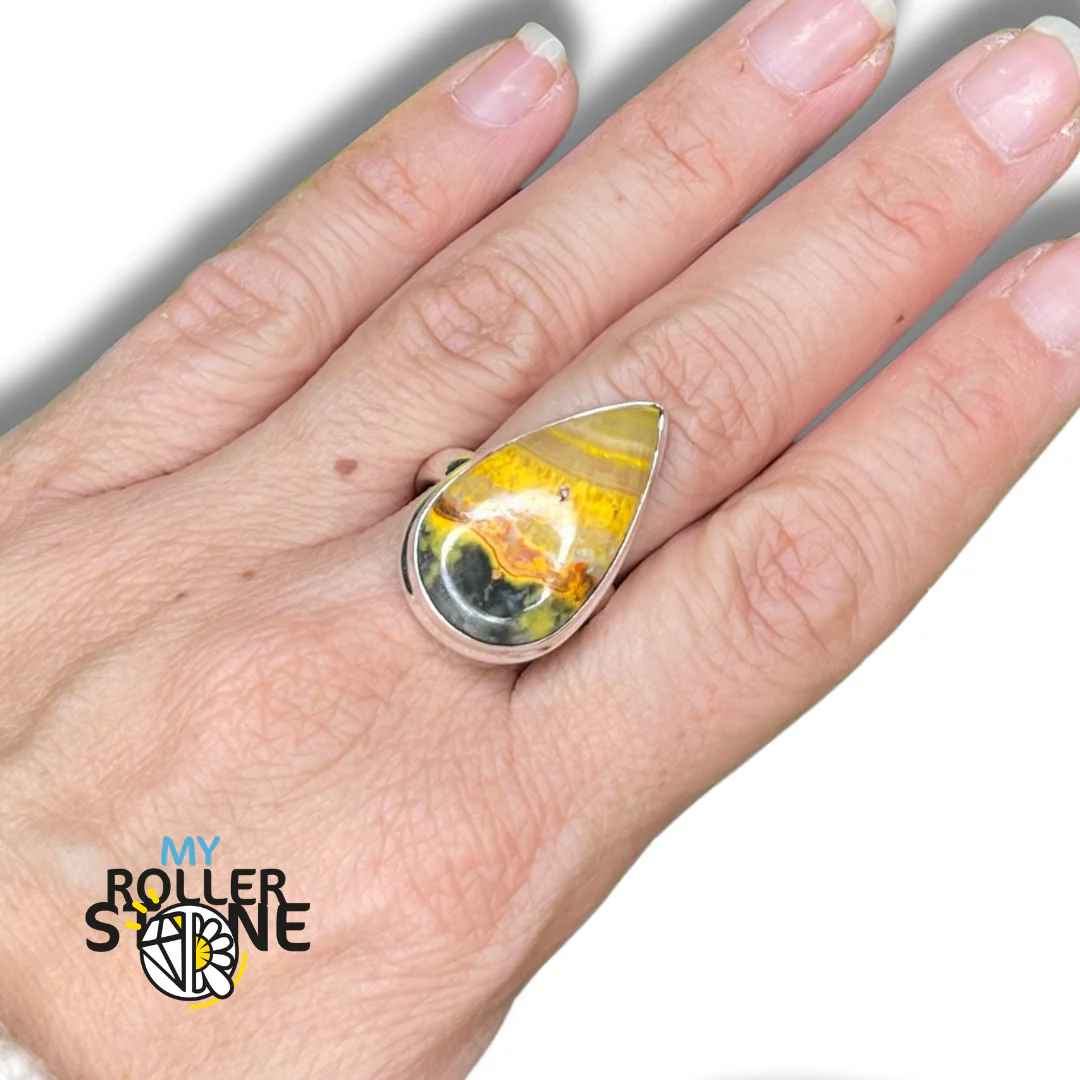 Bague Argent Jaspe Bumblebee #12