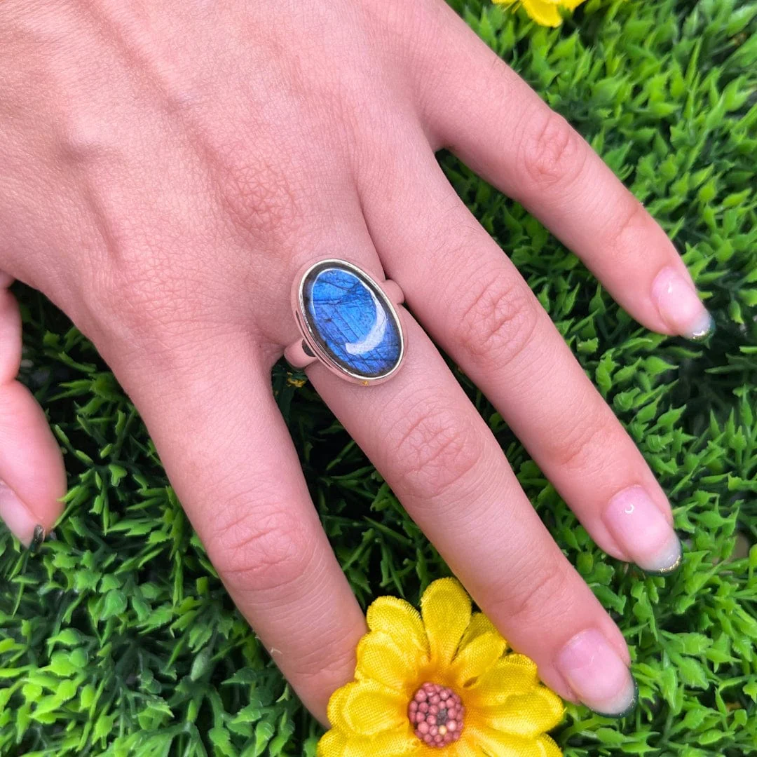 Bague Argent Labradorite Bluefire #37 - Image 2