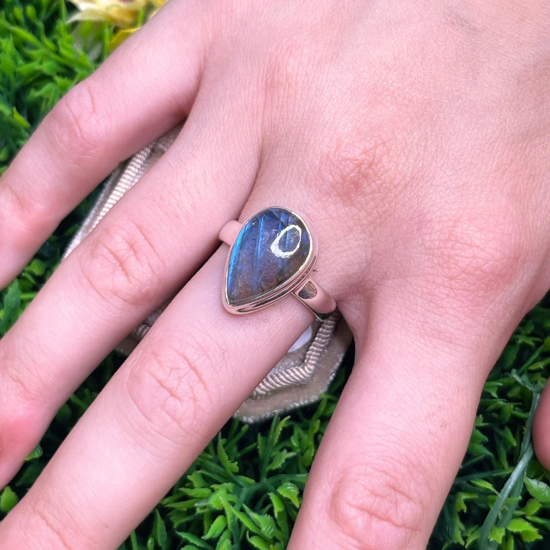 Bague Argent Labradorite Bluefire #43 - Image 2