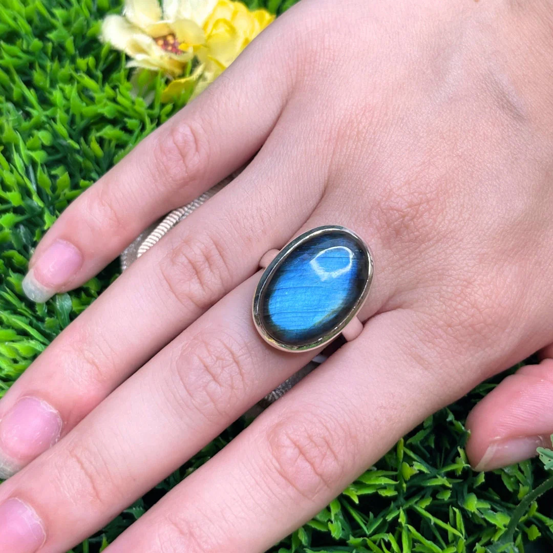 Bague Argent Labradorite Bluefire #55 - Image 2