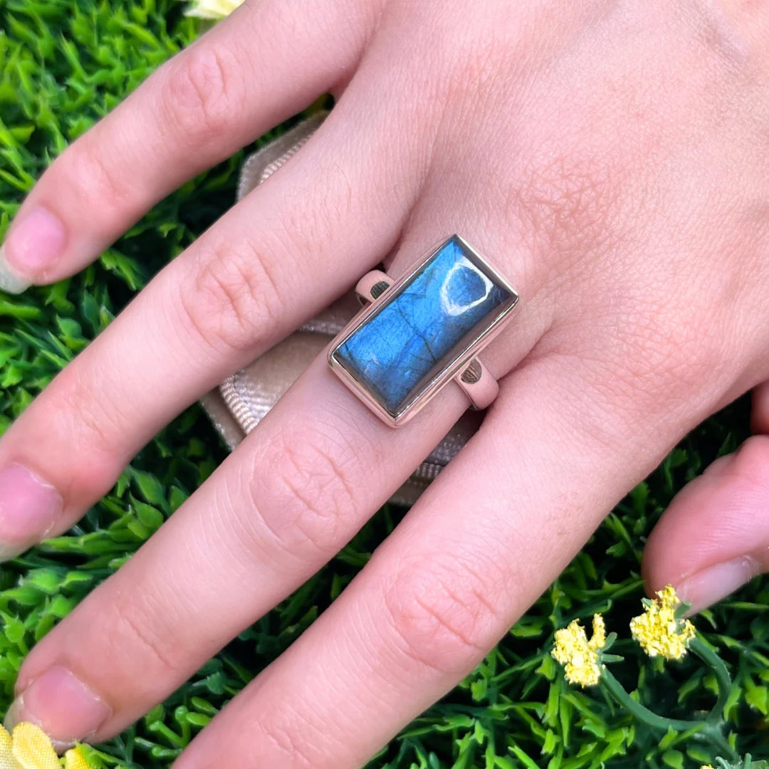 Bague Argent Labradorite Bluefire #66 - Image 2