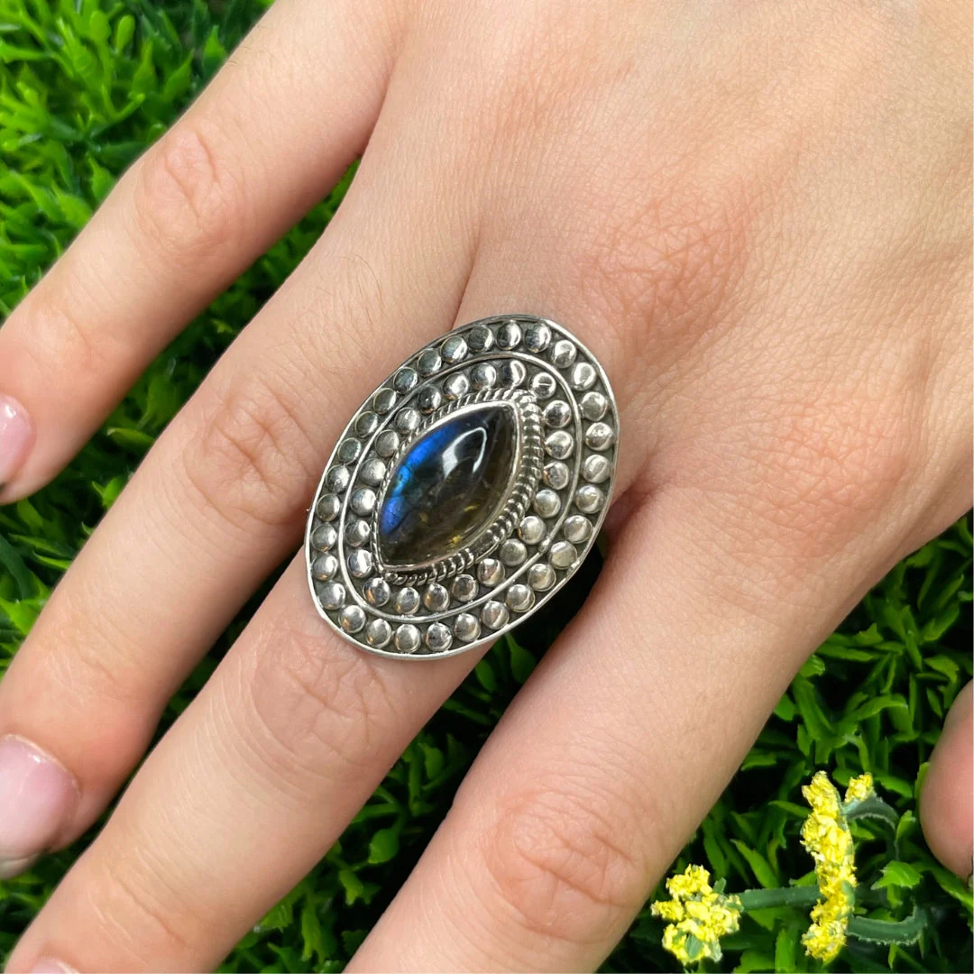 Bague Argent Labradorite Bluefire #84 - Image 3