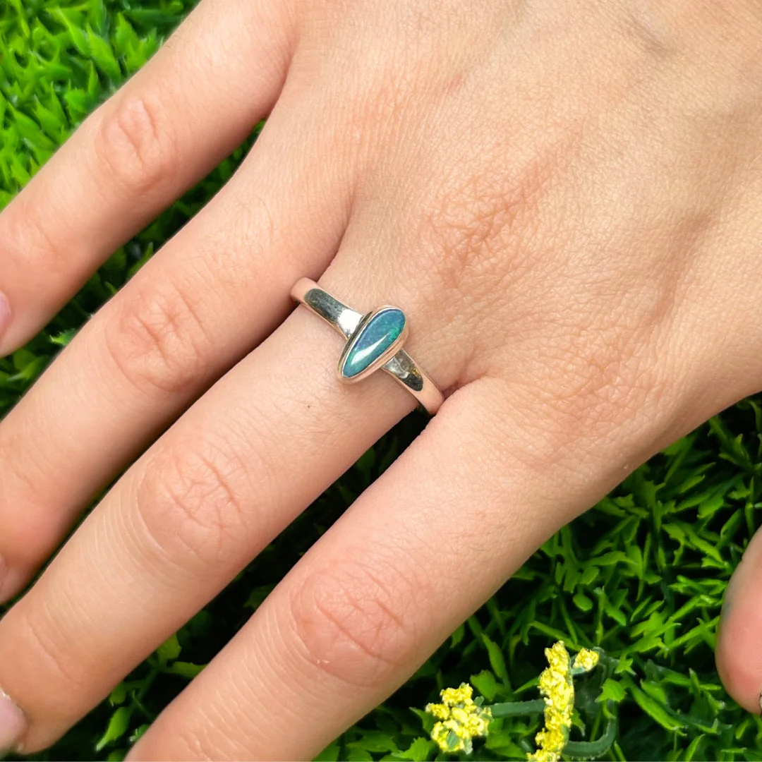 Bague Argent Opale Australienne #14 - Image 2