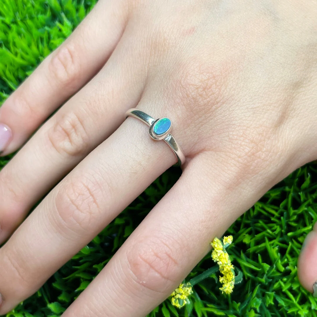 Bague Argent Opale Australienne #7 - Image 2